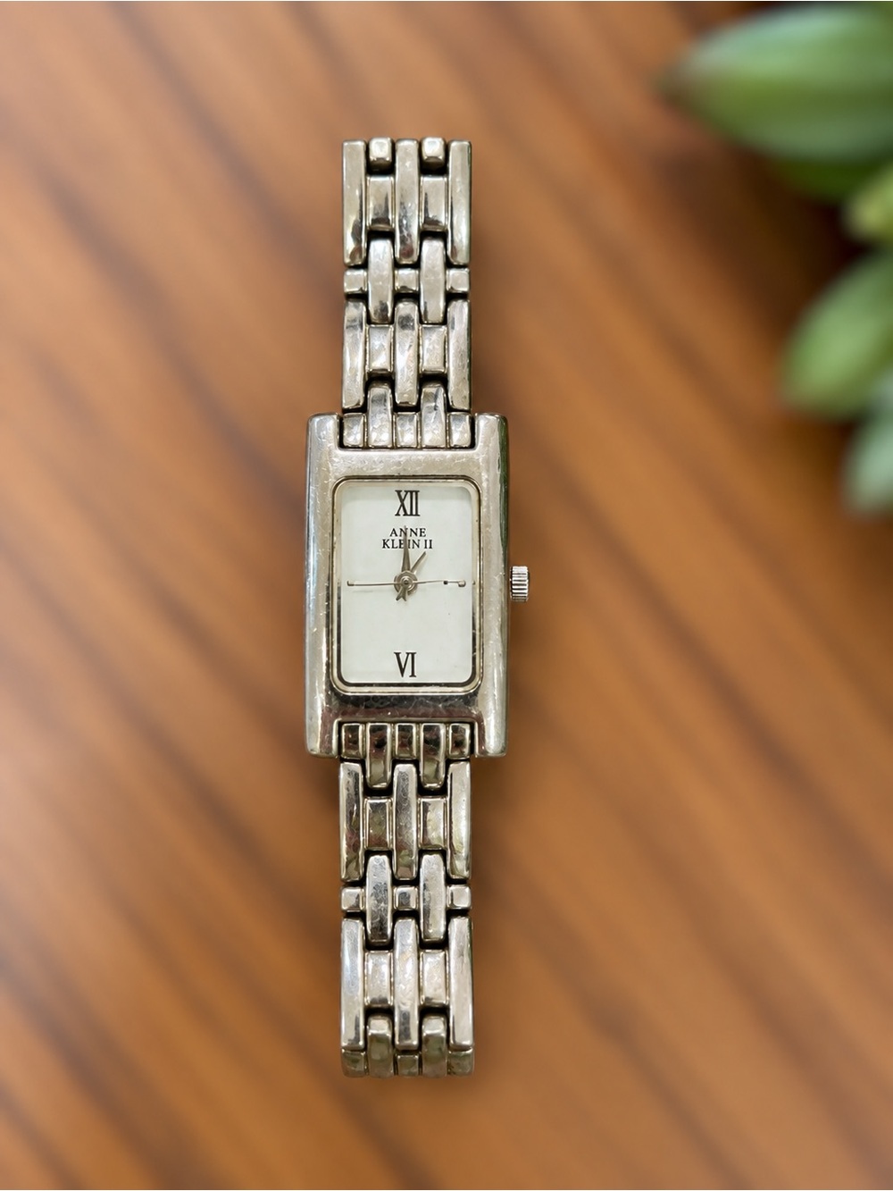 Vintage Anne Klein II Silver Tone Rectangular Women’s Watch